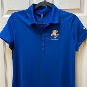 Nike Royal Blue Ryder Cup Women's 2016 Golf Polo Shirt Size Large NWT